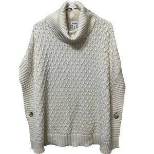 Old Navy Ivory Textured Cowl Neck Cable Knit Sweater Pullover Women ML